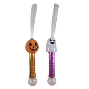 Coolites Halloween x2 Fiber Optic Safety Wand Flashlight Pumpkin Ghost Trick Or